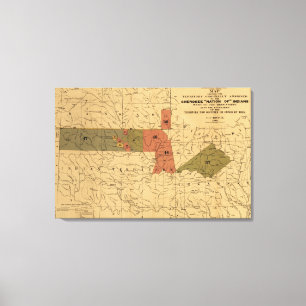Ehemalige Grenzen von Cherokee "Nation of" Amerika Leinwanddruck