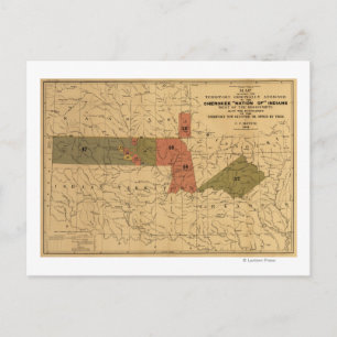 Ehemalige Grenzen von Cherokee "Nation of" Amerika Postkarte