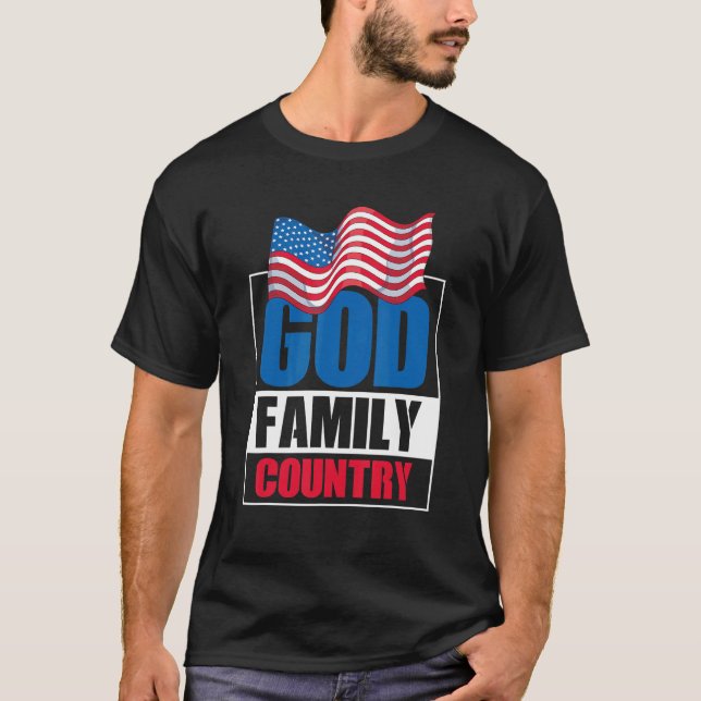 Ehemaliger Soldat der Familie, Patriot Us Flaggenm T-Shirt (Vorderseite)