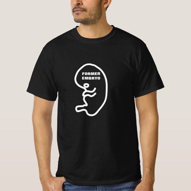 Ehemaliges Embryo- und Embryonalbild auf schwarzem T-Shirt (Vorderseite)