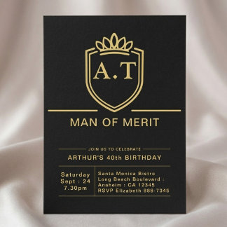 Ehemann 40. Geburtstag 40 Jahre Schwarz Gold Party Einladung