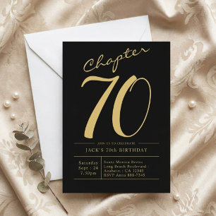 Ehemann 70. Geburtstag Siebzig Schwarz Gold Party  Einladung