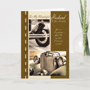 Ehemann an Ihrem Geburtstag Oldtimer Karte