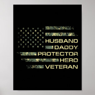 Ehemann Daddy Beschützer Held Veteran USA-Flagge C Poster