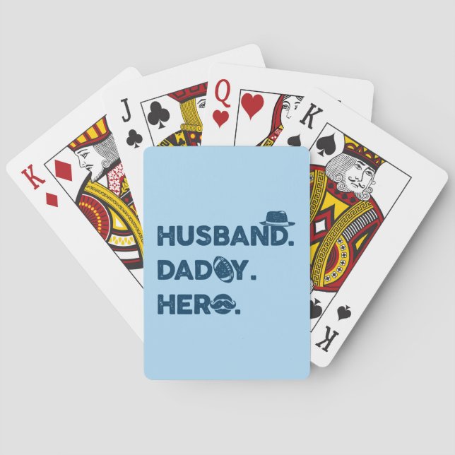 Ehemann. Daddy. Held. Retro-Grafik Spielkarten (Rückseite)