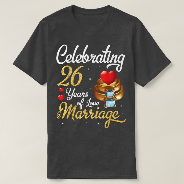 Ehemann & Ehefrau feiern 26 Jahre Liebe Marria T-Shirt (Design vorne)