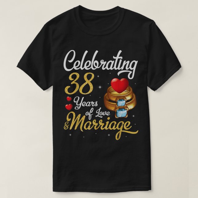 Ehemann & Ehefrau feiern 38 Jahre Liebe Marria T-Shirt (Design vorne)