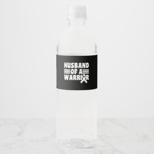 Ehemann einer Kriegerin Brustkrebsbewusstsein Wasserflaschenetikett