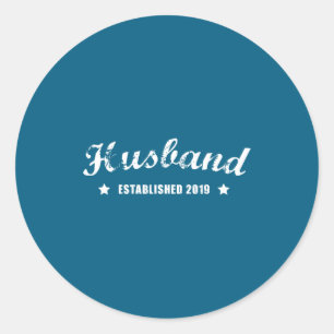 Ehemann Est 2019 Vintage Hochzeit Runder Aufkleber