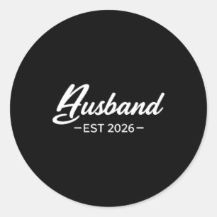 Ehemann Est 2026 T-Shirt Verheiratet Hochzeitsreis Runder Aufkleber