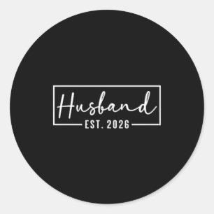 Ehemann Est 2026 Verheiratetes Paar Hochzeit Flitt Runder Aufkleber