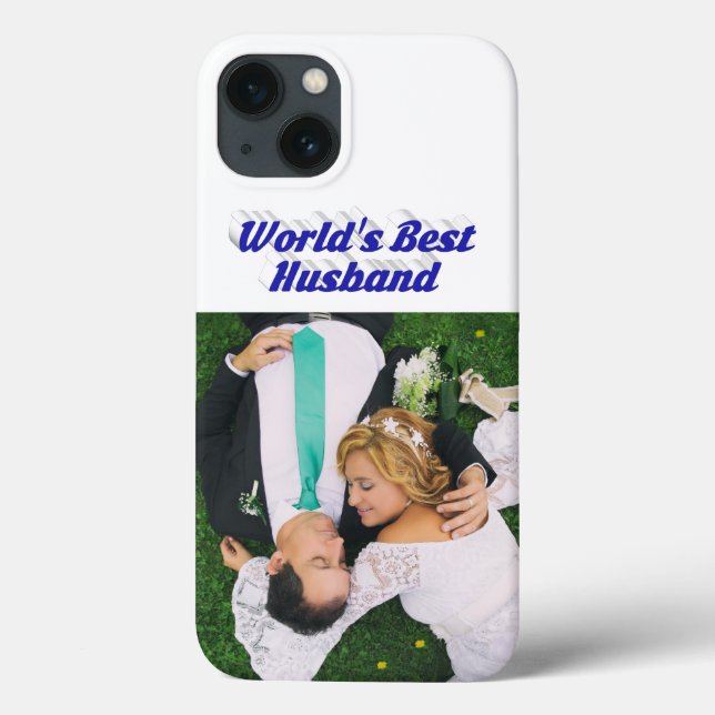 Ehemann-Foto mit blauem Text iPhone-Hülle Case-Mate iPhone Hülle (Rückseite)