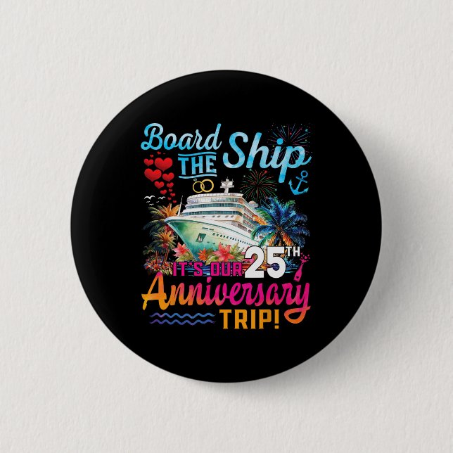 Ehemann Frau 25. Hochzeitstag Kreuzfahrtschiff V Button (Vorderseite)