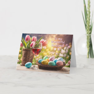 Ehemann Frohe Ostern Liebe mit Wein Feiertagskarte
