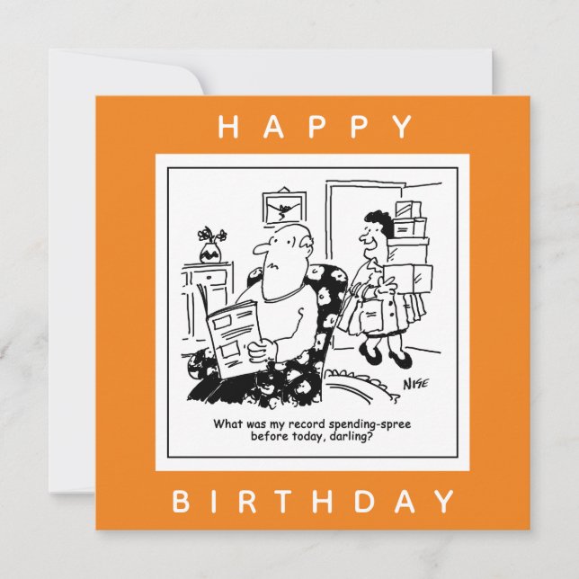 Ehemann in Schock über den Cartoon der Ehefrau Aus Karte (Vorderseite)