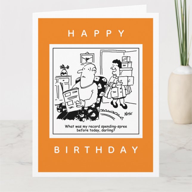 Ehemann in Schock über den Cartoon der Ehefrau Aus Karte (Vorderseite)