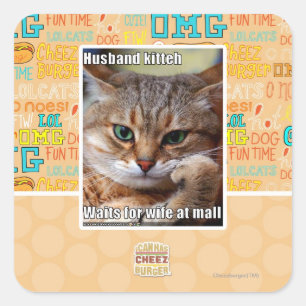 Ehemann Kitteh Quadratischer Aufkleber