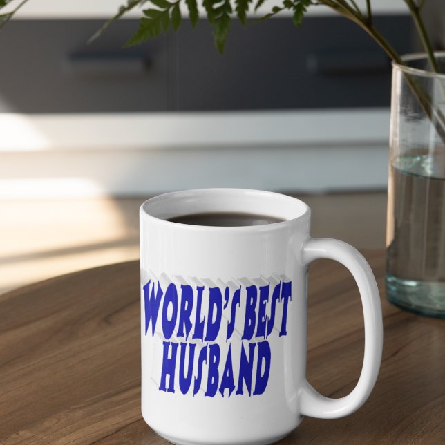 Ehemann mit blauem Halbtext Jumbo-Tasse (Von Creator hochgeladen)
