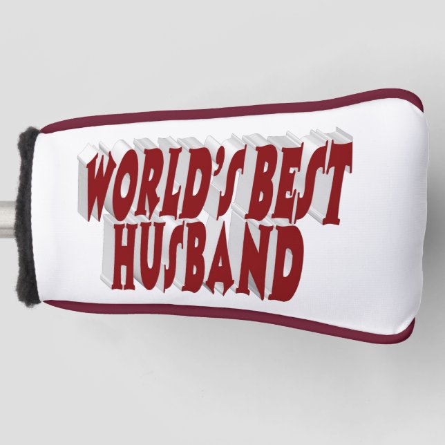 Ehemann mit bordeauxfarbenem Text Golf Headcover (Vorderseite)