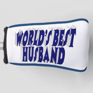 Ehemann mit dunkelblauem Text Golf Headcover
