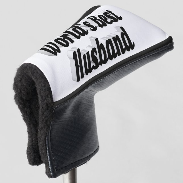 Ehemann mit schwarzem Text-Golf-Kopfabdeckung Golf Headcover (3/4 Vorderseite)