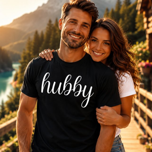 Ehemann Modern Weiße Schrift Schwarze Männer T-Shirt (Von Creator hochgeladen)