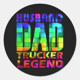 Ehemann Papa Trucker Legende für den Vater Runder Aufkleber