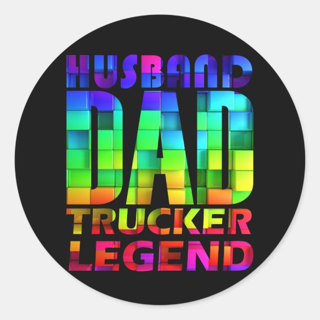 Ehemann Papa Trucker Legende für den Vater Runder Aufkleber (Vorderseite)