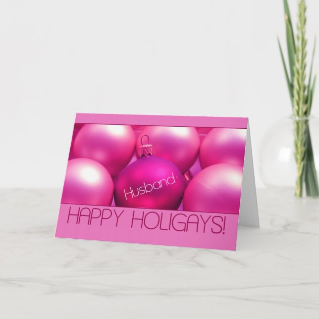Ehemann - Pink Happy Holigays Card Feiertagskarte (Vorderseite)