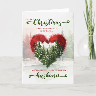 Ehemann Romantisches Weihnachtswald Herz Feiertagskarte