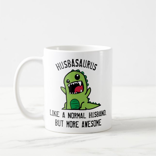 Ehemann Tasse Dinosaurier, Husbasaurus Tasse, (Links)