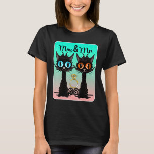 Ehemann und Ehefrau heirateten Katzenpaar-Hochzeit T-Shirt