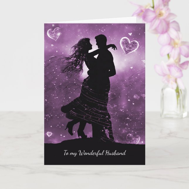 Ehemann Valentinstag mit silhouettiertem Paar  Karte (Orchidee)