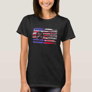 Ehemann Vater Beschützer Mechaniker Patriotisch Us T-Shirt
