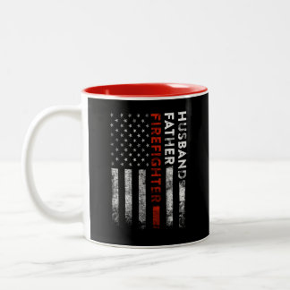 Ehemann, Vater, Feuerwehrmann, amerikanische Flagg Zweifarbige Tasse