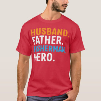 Ehemann Vater Fischer Held lustig T-Shirt