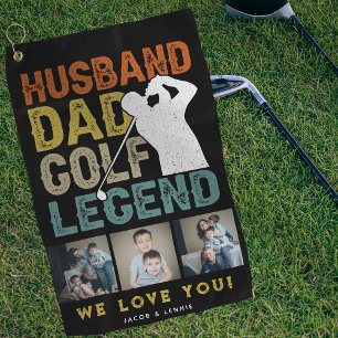 Ehemann, Vater, Golf-Legende 3xFoto Vatertagsgesch Golfhandtuch