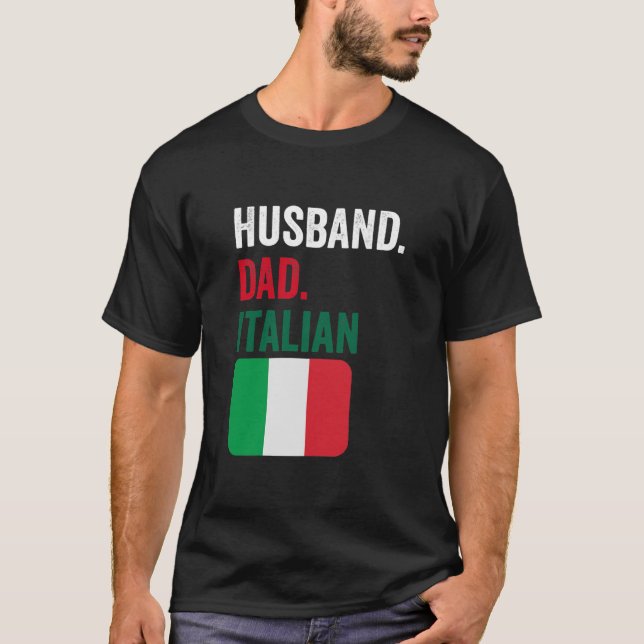 Ehemann Vater Italienische Flagge Design Geschenk  T-Shirt (Vorderseite)