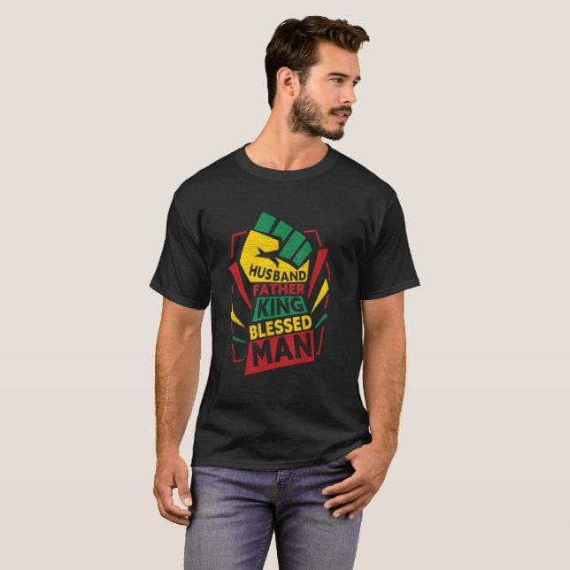 Ehemann Vater König Gesegneter Schwarzer Vater T-Shirt (Vorne ganz)