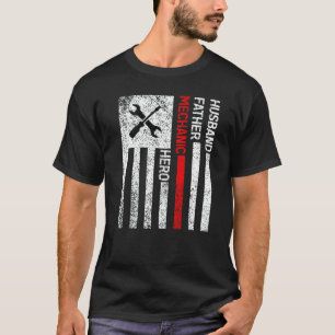 Ehemann Vater Mechaniker Held Us Flagge Mechaniker T-Shirt