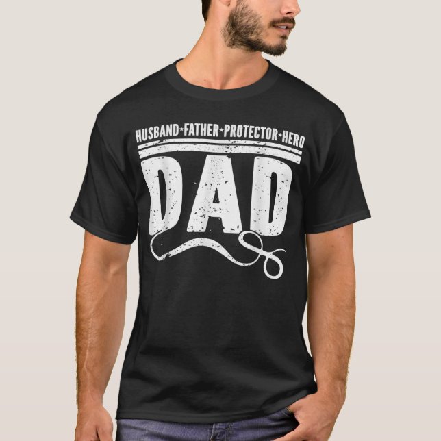 Ehemann Vater Protector Herausgeber Bester Vater j T-Shirt (Vorderseite)