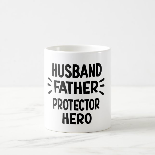 Ehemann Vater Protector Hero Funny Vatertag Kaffeetasse (Mittel)