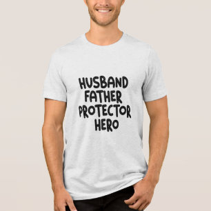 Ehemann Vater Protector Hero Funny Vatertag Tri-Blend Shirt
