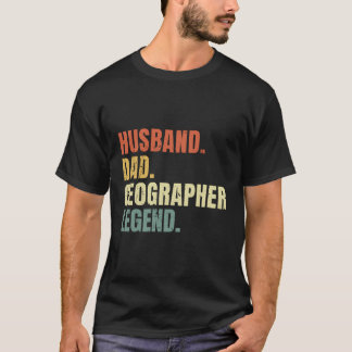 Ehemänner Vater Geographen Legend Funny Vintager V T-Shirt
