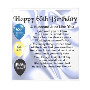 Ehemännisches Gedicht - 65. Geburtstag Notizblock