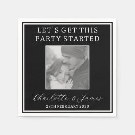 Ehepaar Foto Hochzeitsempfang Schwarz-Weiß Serviette