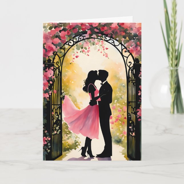 Ehepaar im Garten Valentine Karte (Vorderseite)
