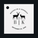 Ehepaar Name Deer Monogram Rustic Country Wedding Geschenkanhänger<br><div class="desc">Ein elegantes Reh rustikale Hochzeit Monogramm Ehepaar Namenstext-Design für Sie,  um mit den Namen,  Initialen und Hochzeitsdatum des glücklichen Paares anpassen. Mit dem Design-Tool können Sie die Größe und den Abstand der Schriftart ändern.</div>