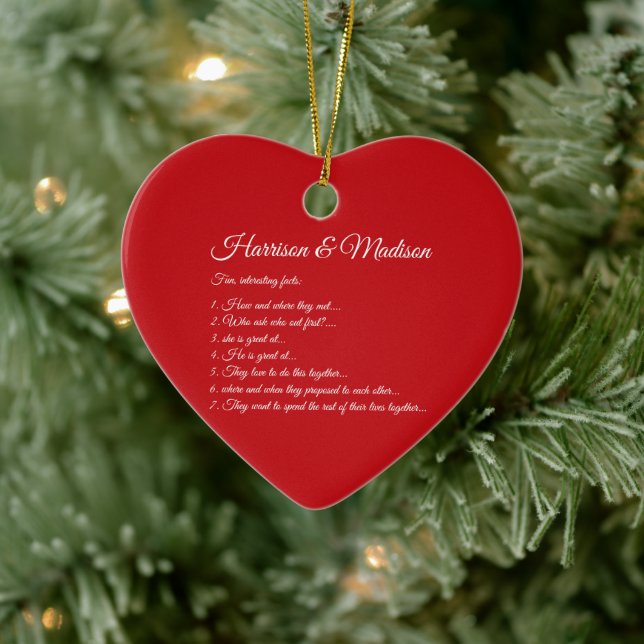 Ehepaar, rotes Herz Couple Fun Fakten Custom Foto Keramik Ornament (Baum)