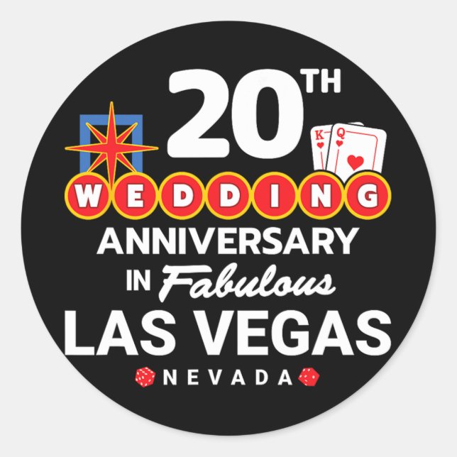 Ehepaare 20 Jahre - Vegas 20. Wedding Anni Runder Aufkleber (Vorderseite)